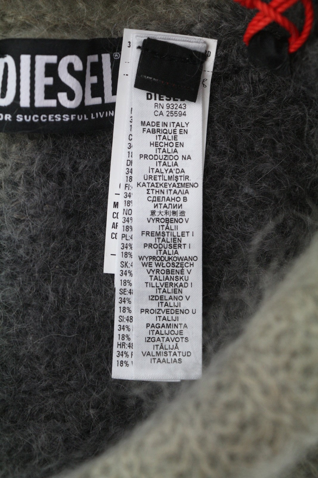 DIESEL K-Lelio vyriška kepurė OS pilka, vilnos mišinio megzta, minkšta, tampri RRP120