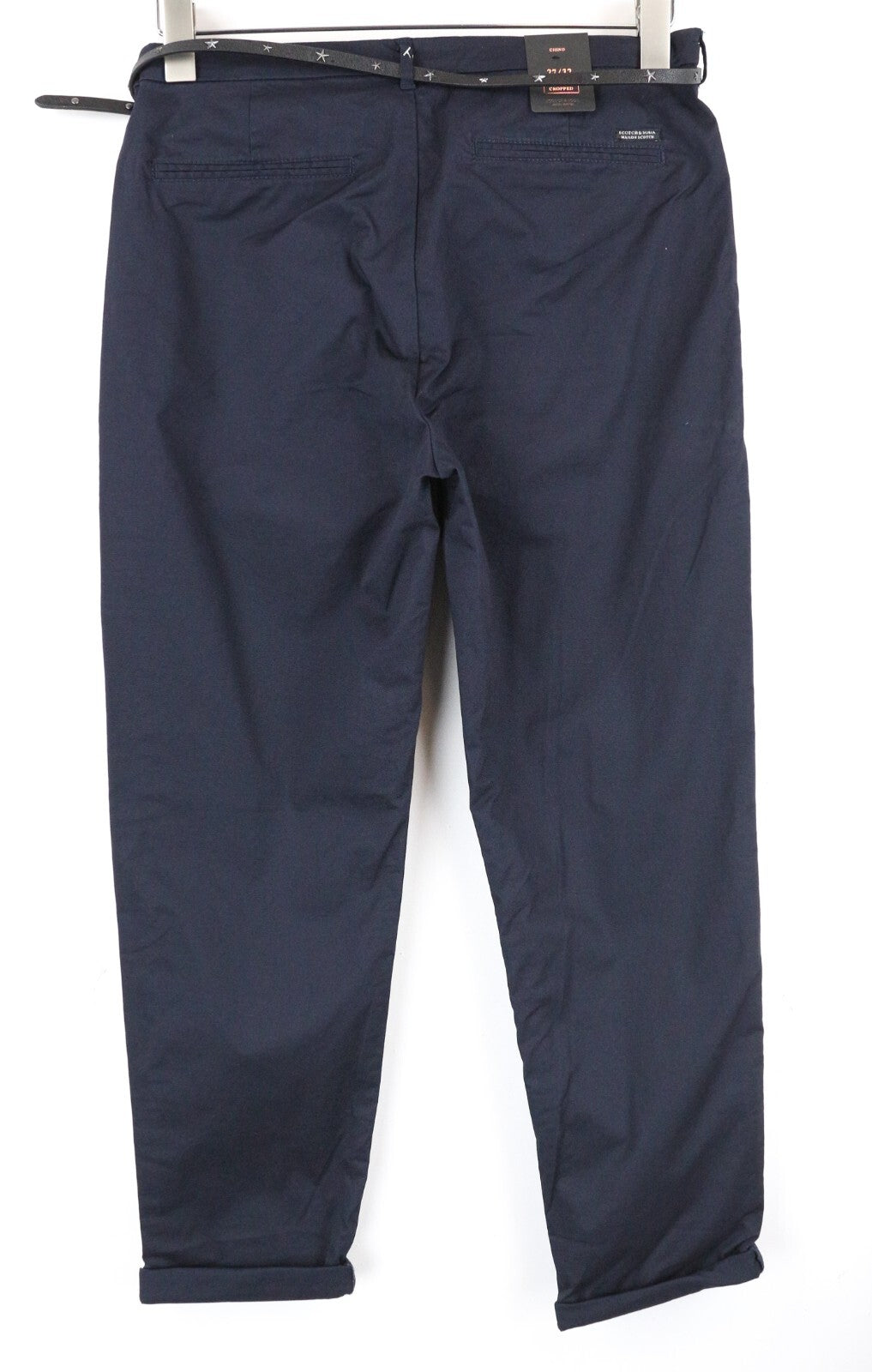 MAISON SCOTCH Women's Trousers W27/L32 Navy Cropped Chino Cotton Stretch Fit