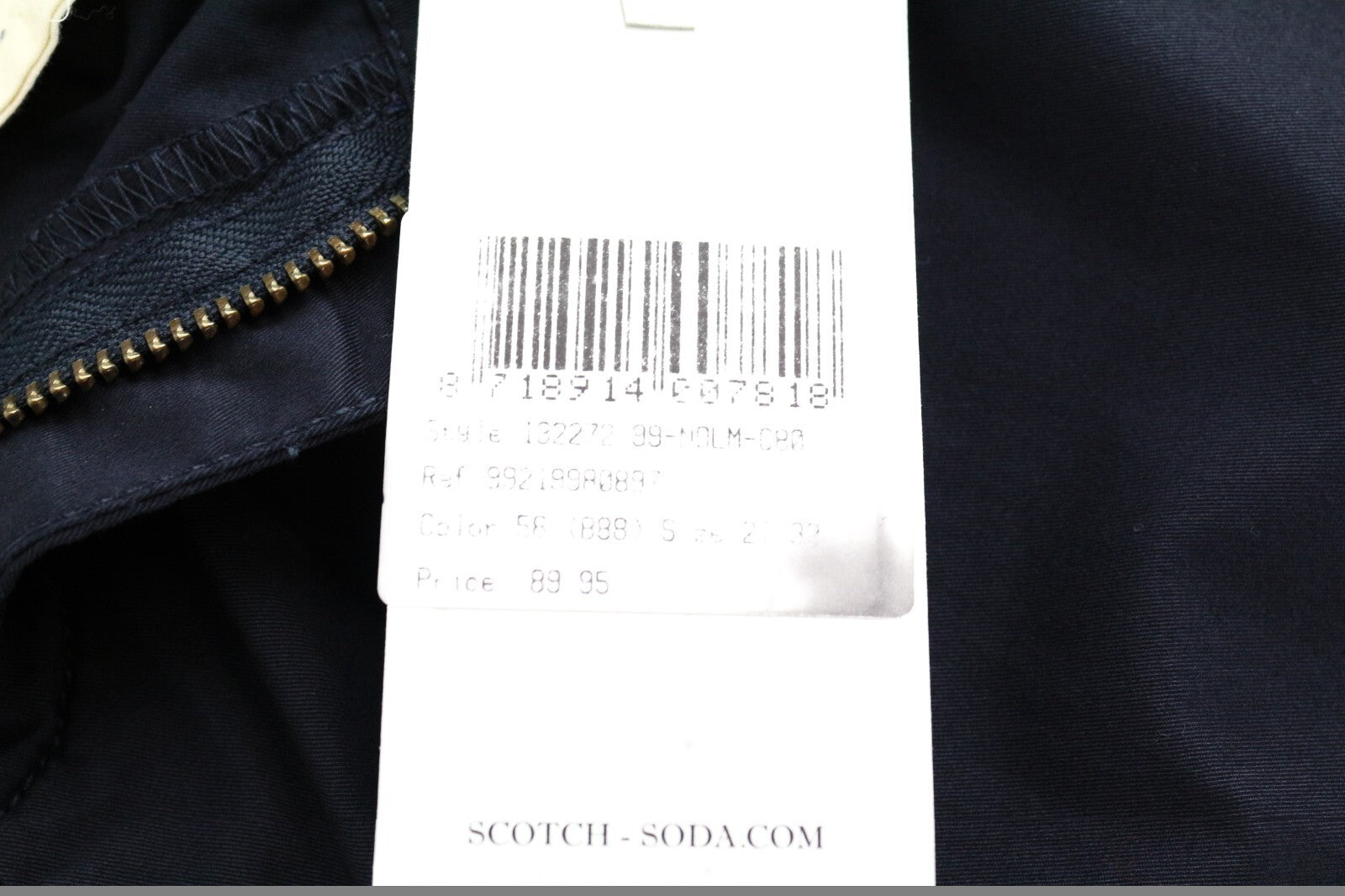 MAISON SCOTCH Women's Trousers W27/L32 Navy Cropped Chino Cotton Stretch Fit