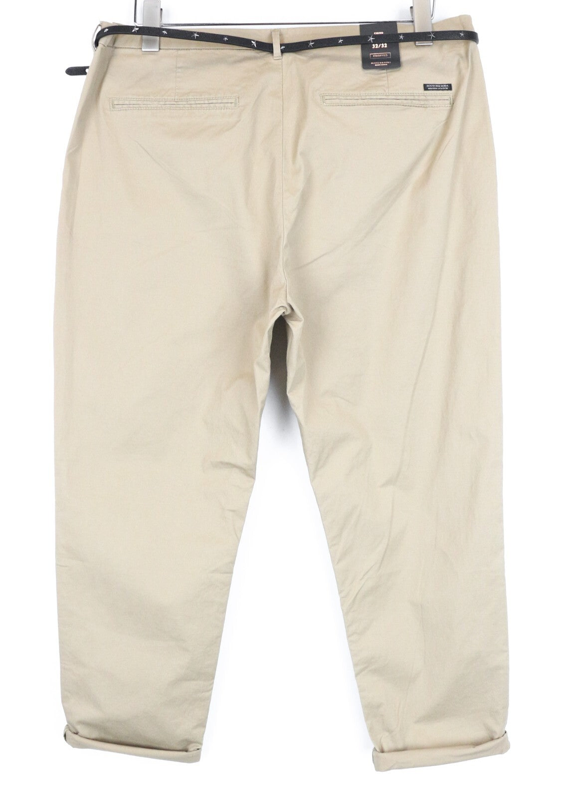 MAISON SCOTCH moteriškos kelnės W32/L32 rudos medvilninės trumpintos klostuotos chino kelnės 