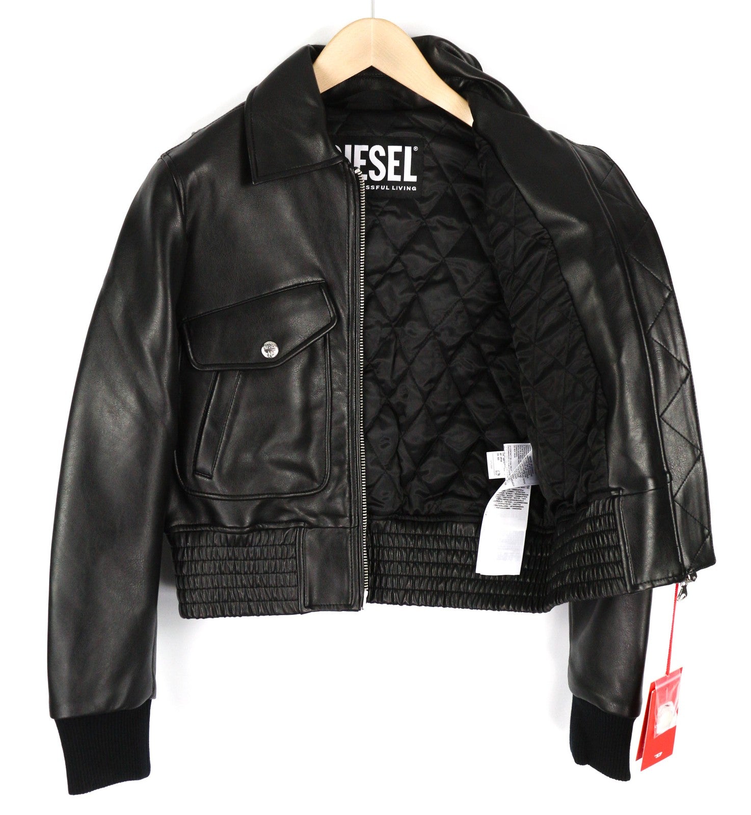 DIESEL G-Feijoa moteriška striukė XS, juoda, dengta, su izoliuotu kaklu ir pamušalu, RRP 395 € 