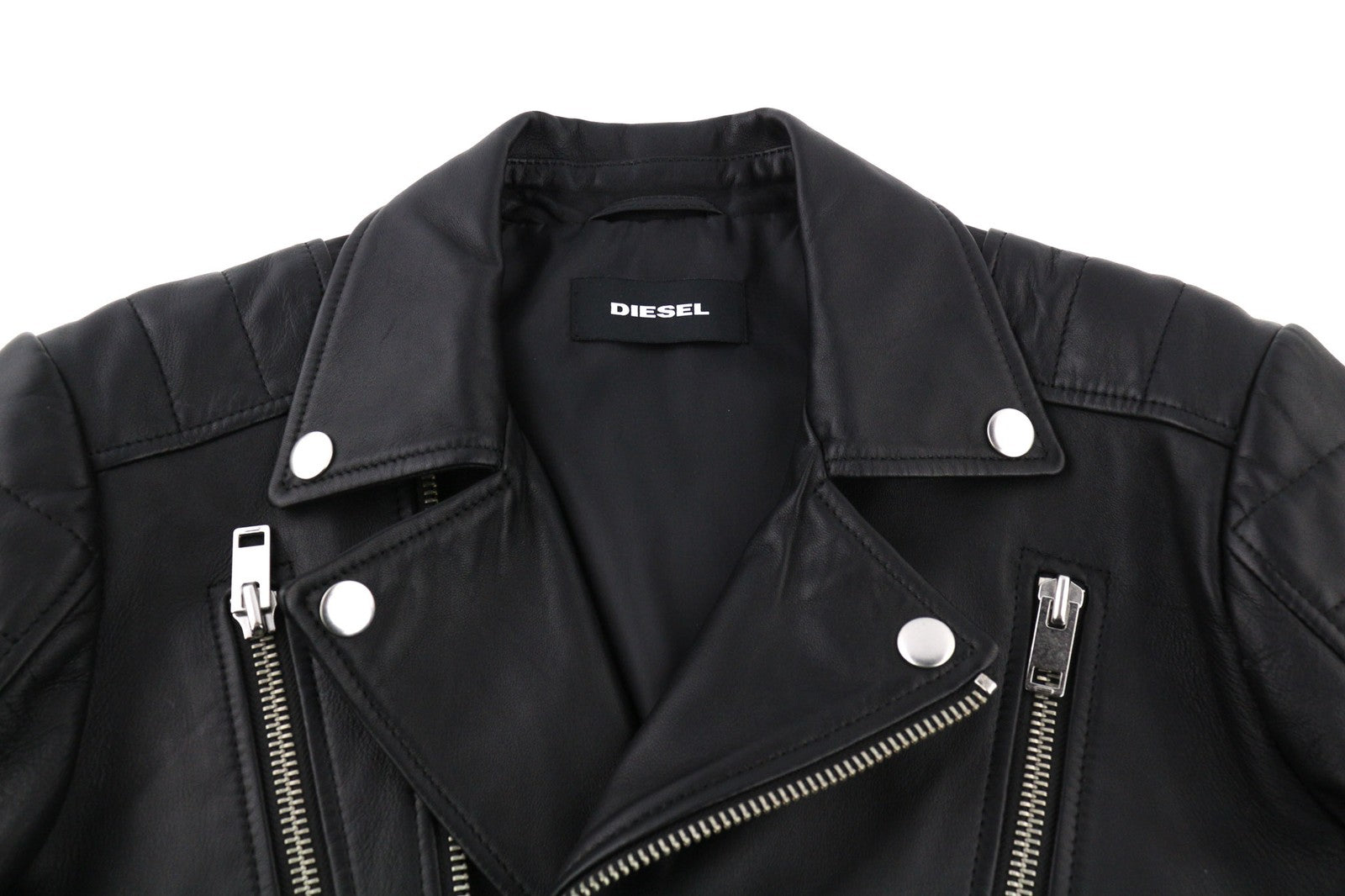 DIESEL R-Pusmir vyriška striukė M, juoda, avikailio odos, asimetrinė, užtrauktuku, RRP 655 € 