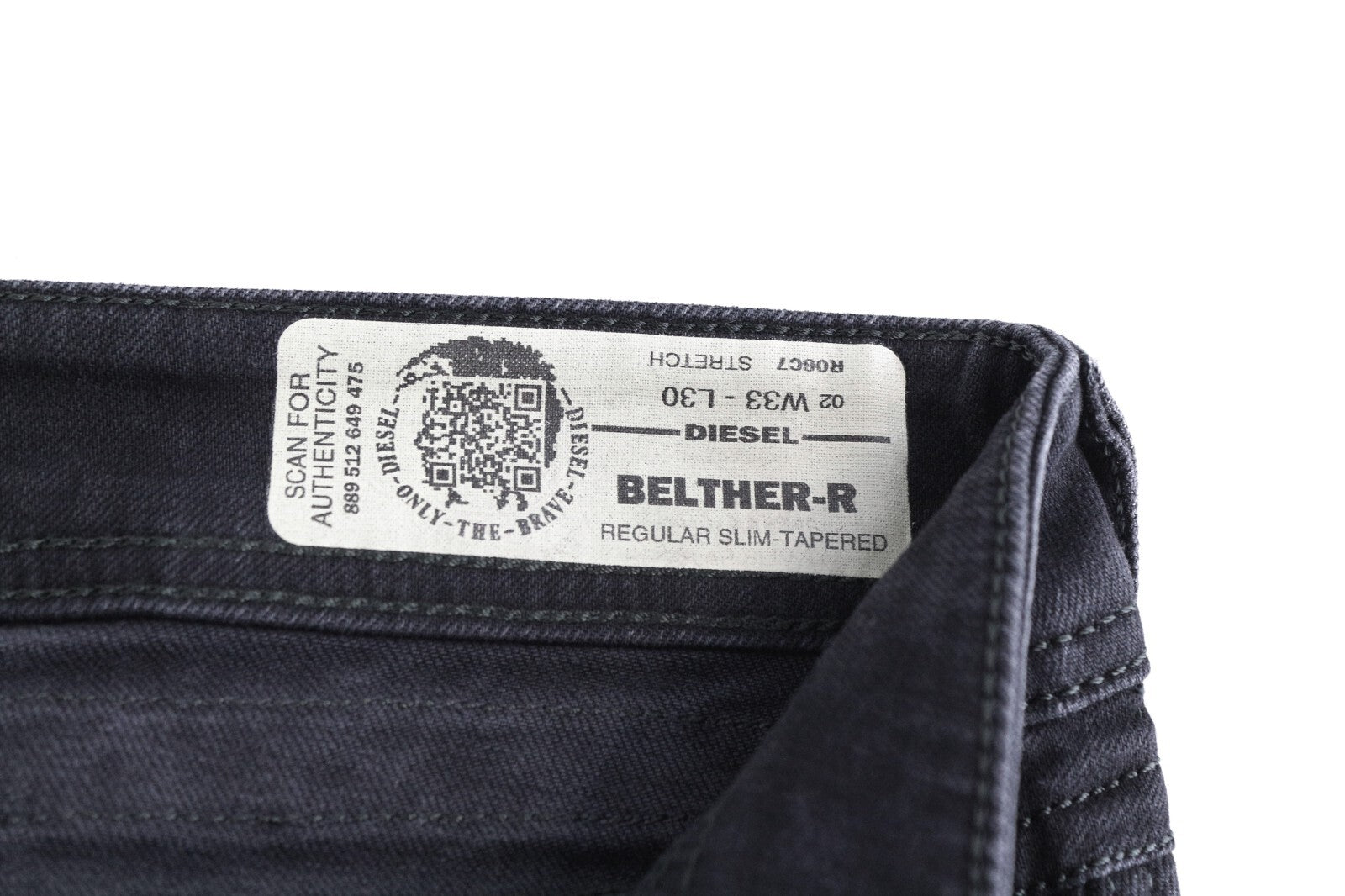 DIESEL Belther-R R06C7 vyriški džinsai W33/L30 Slim Tapered Black washed Stretch 