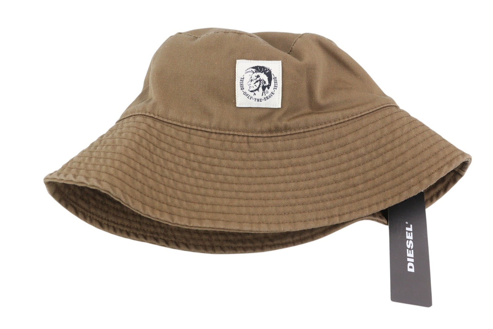DIESEL D-Indig vyriška kepurė OS Brown Bucket All Seasons Casual Patch RRP 100 €