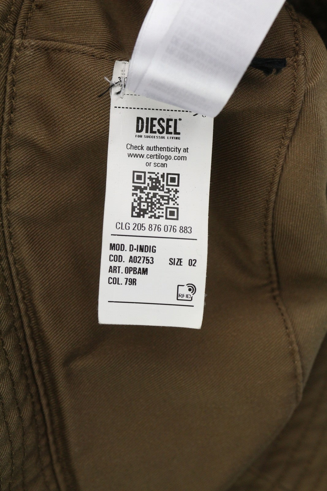 DIESEL D-Indig vyriška kepurė OS Brown Bucket All Seasons Casual Patch RRP 100 €