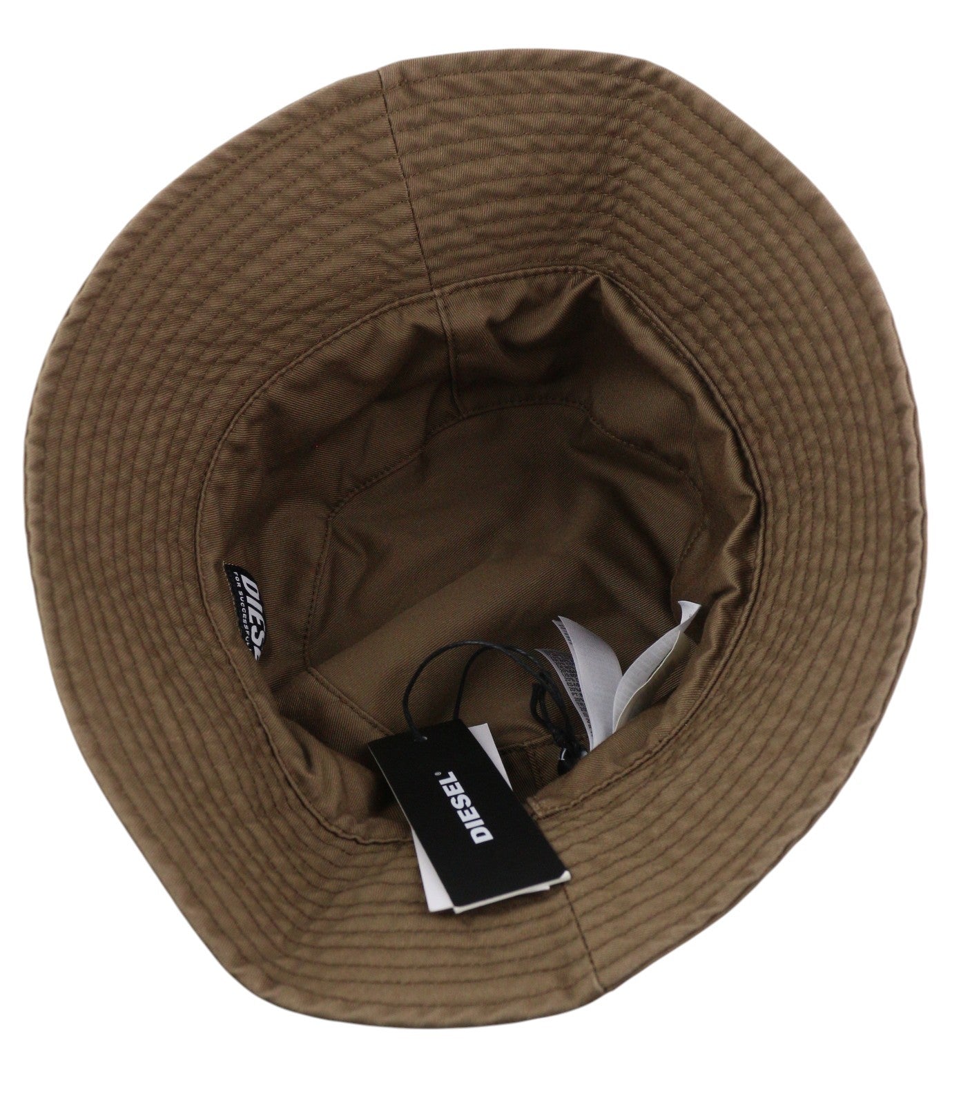 DIESEL D-Indig vyriška kepurė OS Brown Bucket All Seasons Casual Patch RRP 100 €