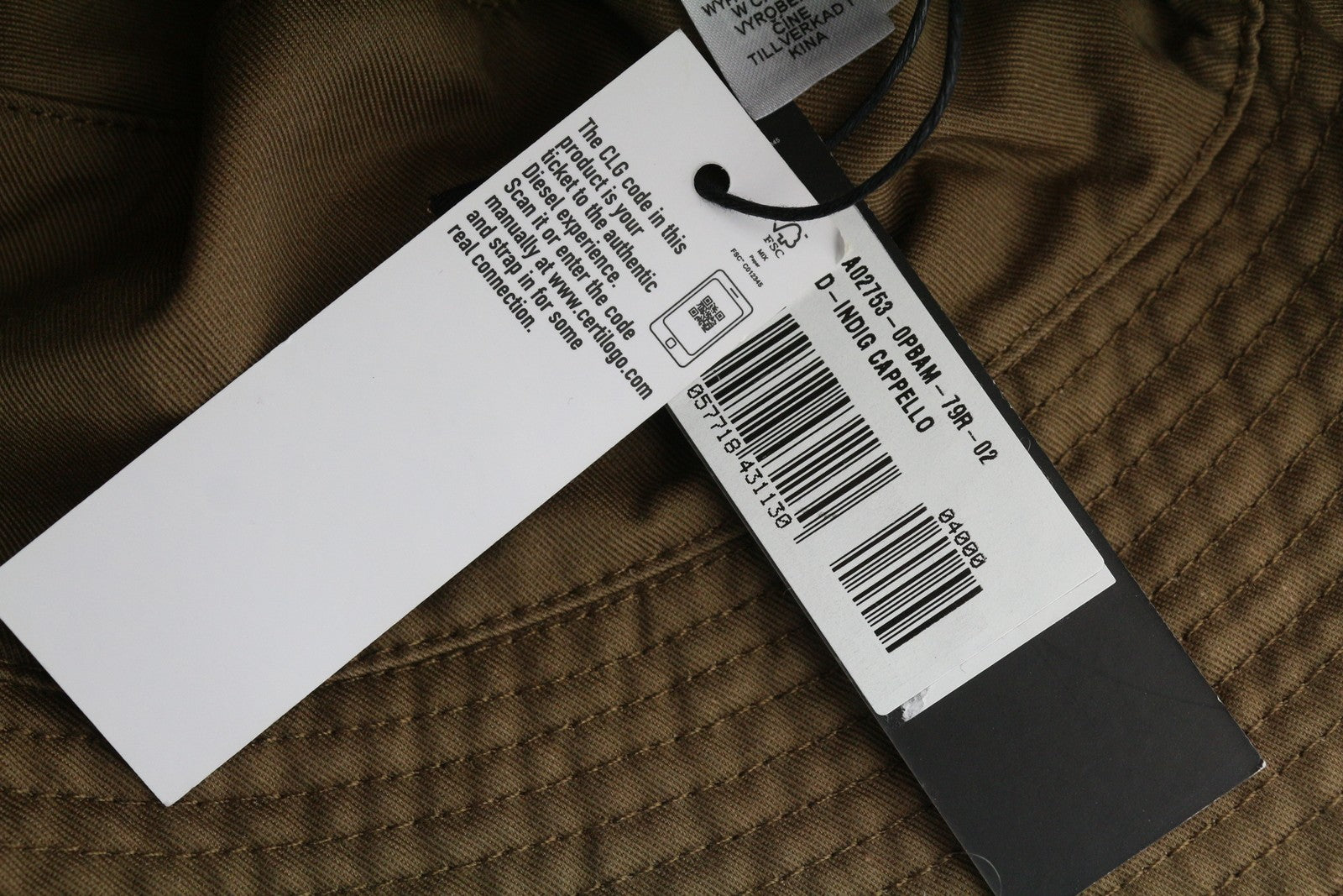 DIESEL D-Indig vyriška kepurė OS Brown Bucket All Seasons Casual Patch RRP 100 €