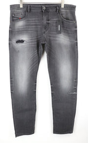 DIESEL Thommer R266U vyriški džinsai W38/L32 Slim Skinny Fit, plėšytos pilkos medvilnės 