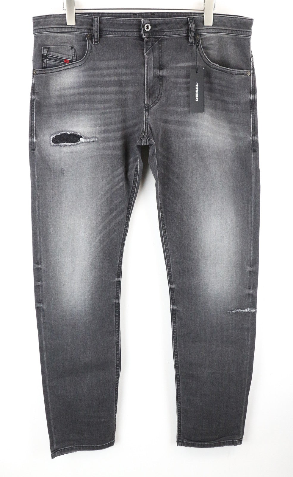 DIESEL Thommer R266U vyriški džinsai W38/L32 Slim Skinny Fit, plėšytos pilkos medvilnės 