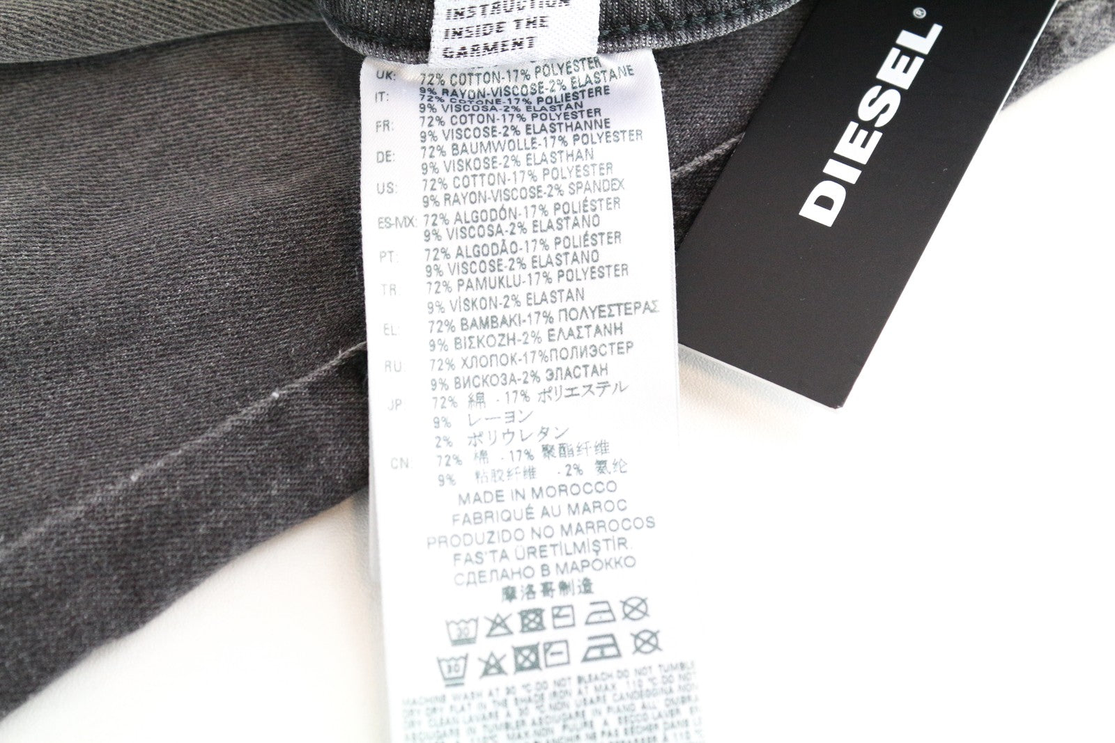 DIESEL Thommer R266U vyriški džinsai W38/L32 Slim Skinny Fit, plėšytos pilkos medvilnės 