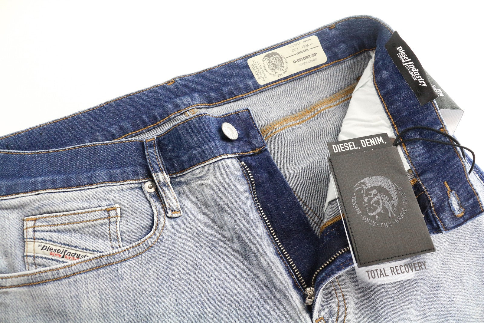 DIESEL D-Istort-SP 085AU vyriški džinsai W31/L32 mėlyni itin aptempti tamprūs džinsai 