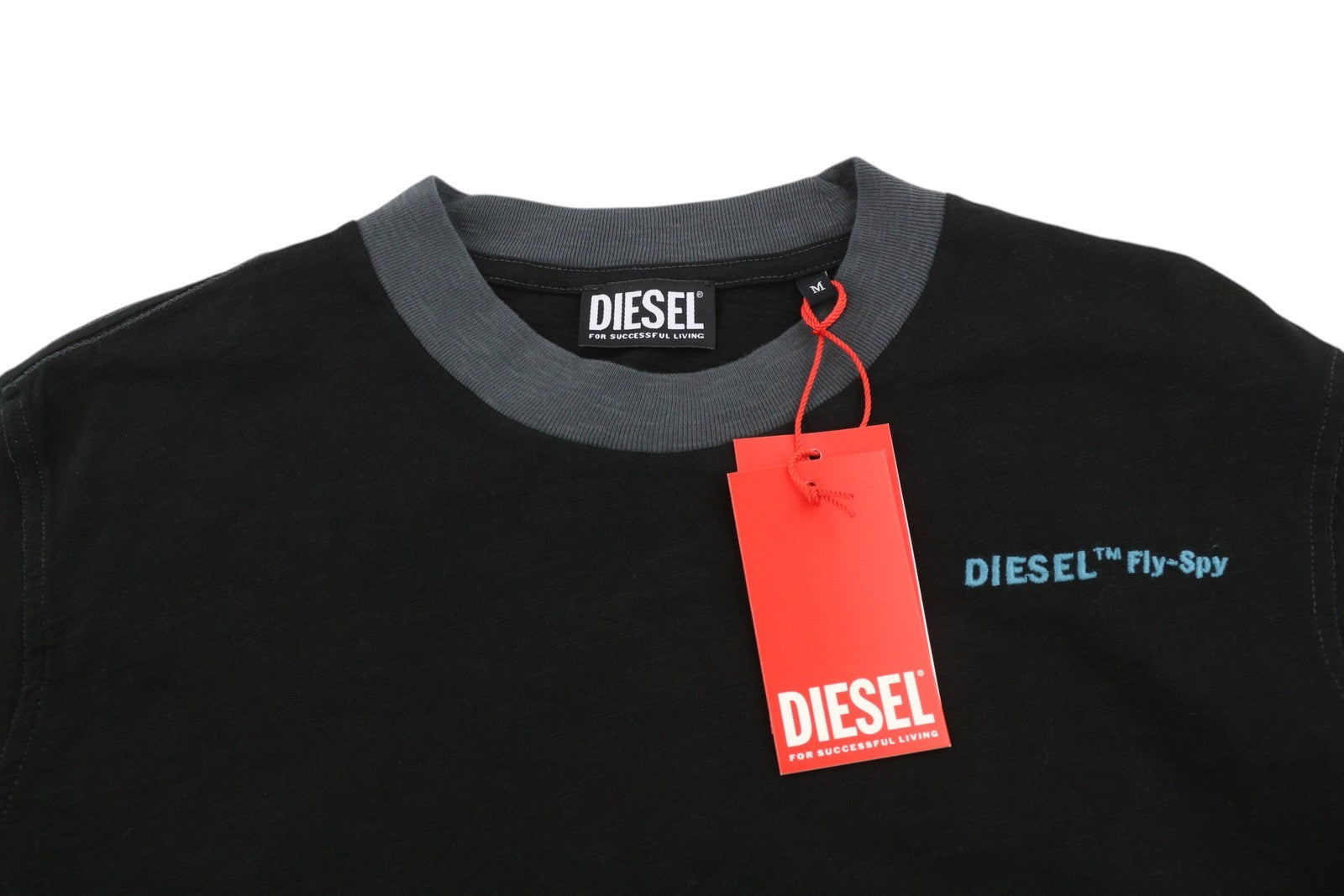 DIESEL T-Justle-LS-E9 Mens T-Shirt M Black Long Sleeve Crew Neck Cotton RRP€135