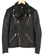 DIESEL R-Pusmir vyriška striukė M, juoda, avikailio odos, asimetrinė, užtrauktuku, RRP 655 € 