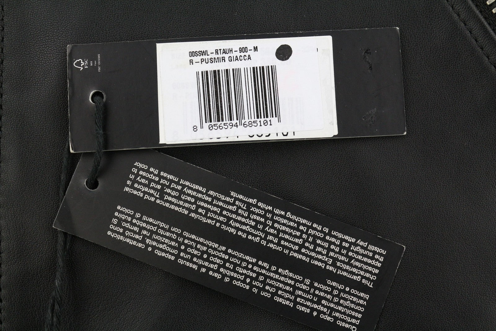 DIESEL R-Pusmir vyriška striukė M, juoda, avikailio odos, asimetrinė, užtrauktuku, RRP 655 € 