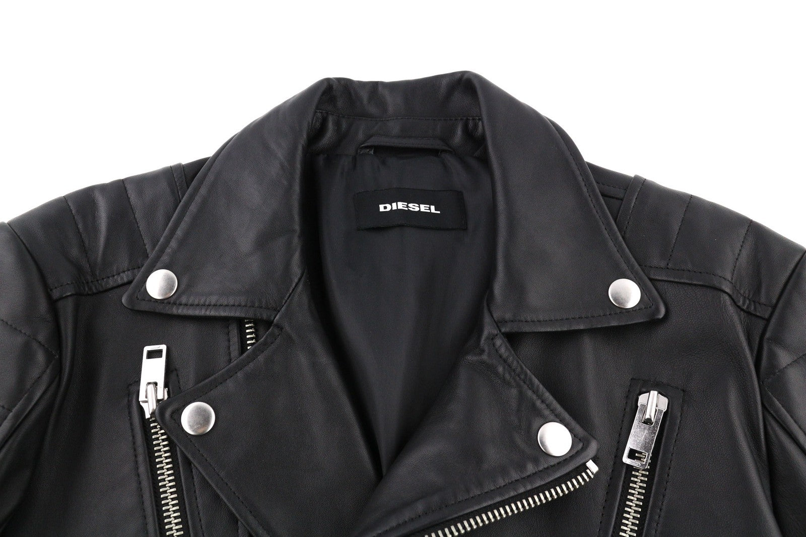 DIESEL R-Pusmir vyriška striukė M, juoda, avikailio odos, asimetrinė, užtrauktuku, RRP 655 € 