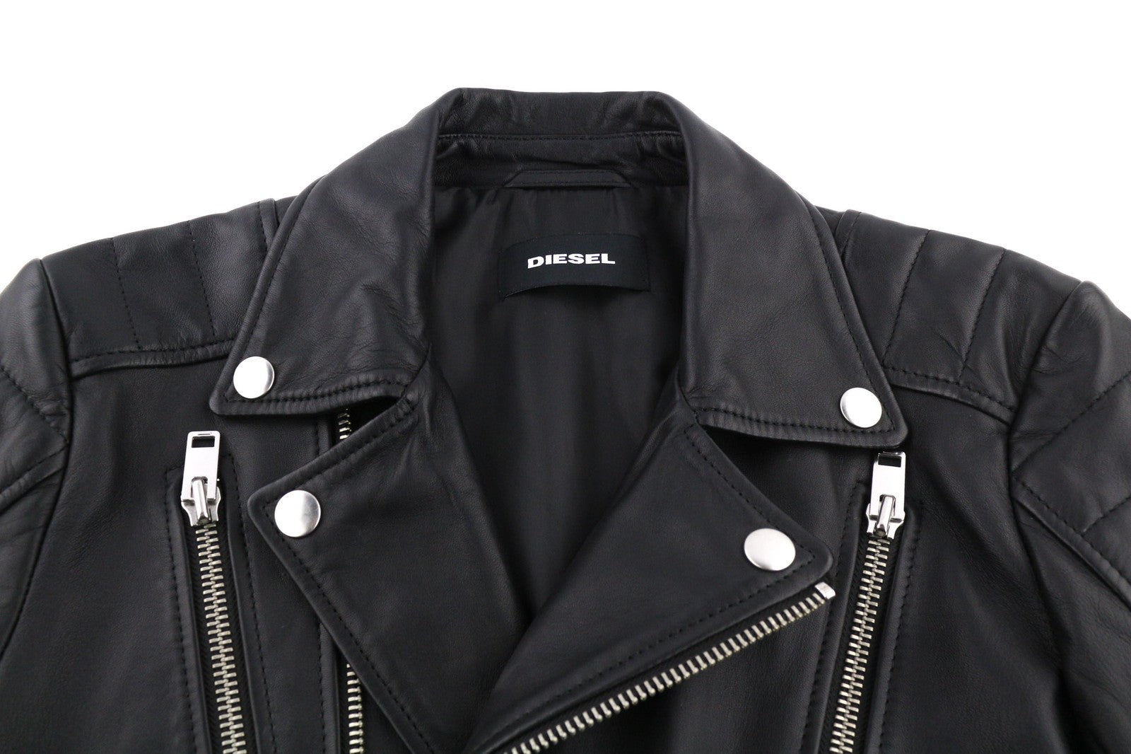 DIESEL R-Pusmir vyriška striukė S juoda avikailio odinė asimetrinė užtrauktuku RRP 655 € 