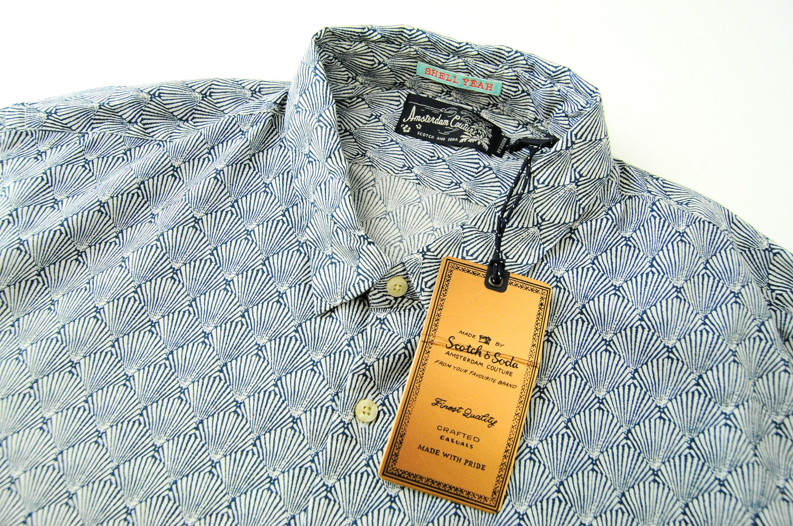 SCOTCH & SODA Ams Couture Mens Shirt 2XL Navy Cotton Patterned Button-Up