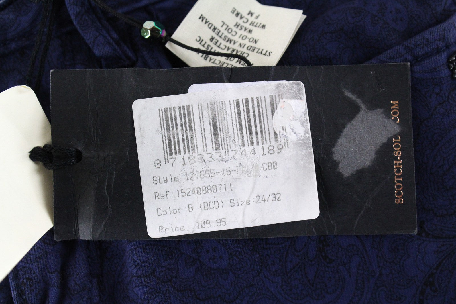 MAISON SCOTCH La Bohemienne moteriškos kelnės W24/L32 aptemptos raštuotos mėlynos 