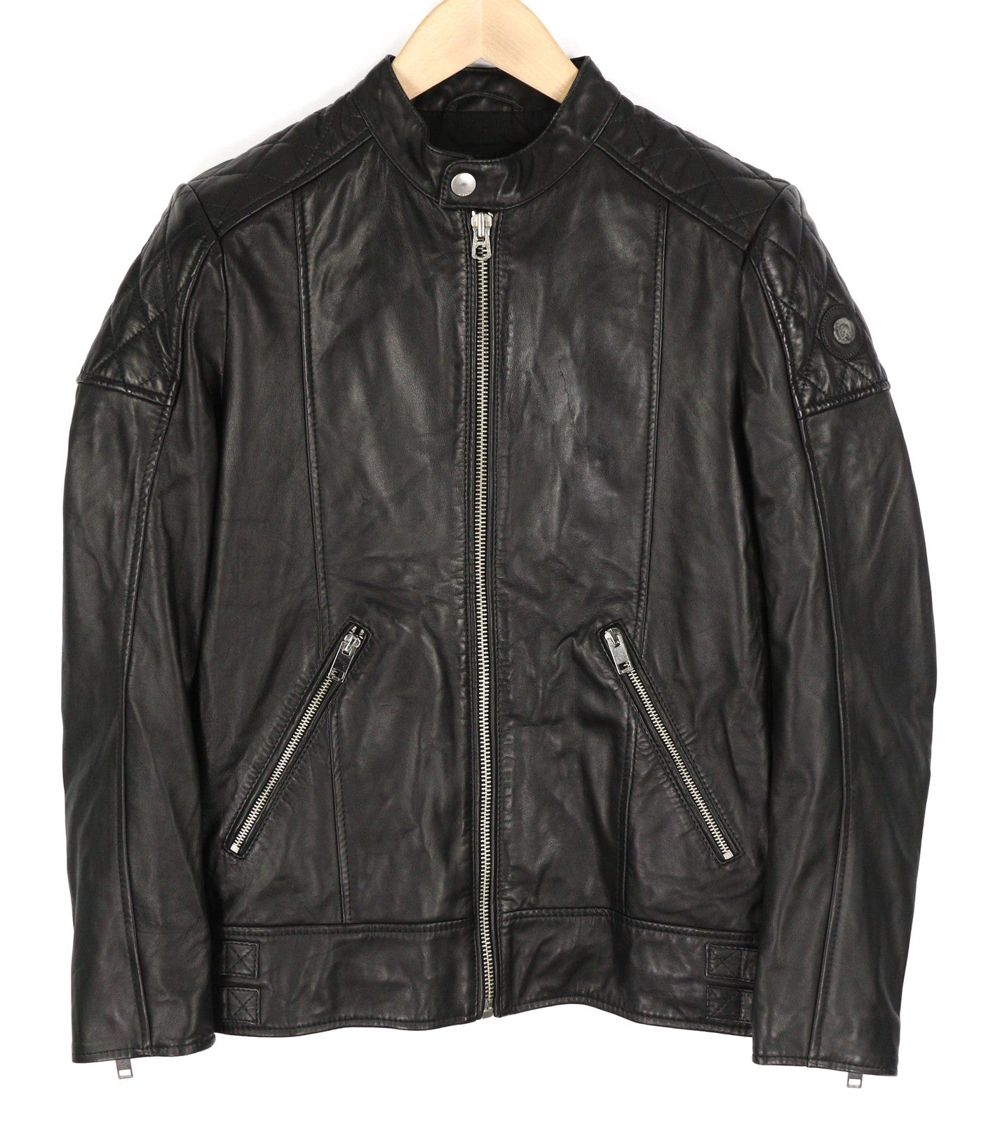 DIESEL L-Marton vyriška striukė S, juoda, odinė, su juostele, užtrauktuku, lengva. 