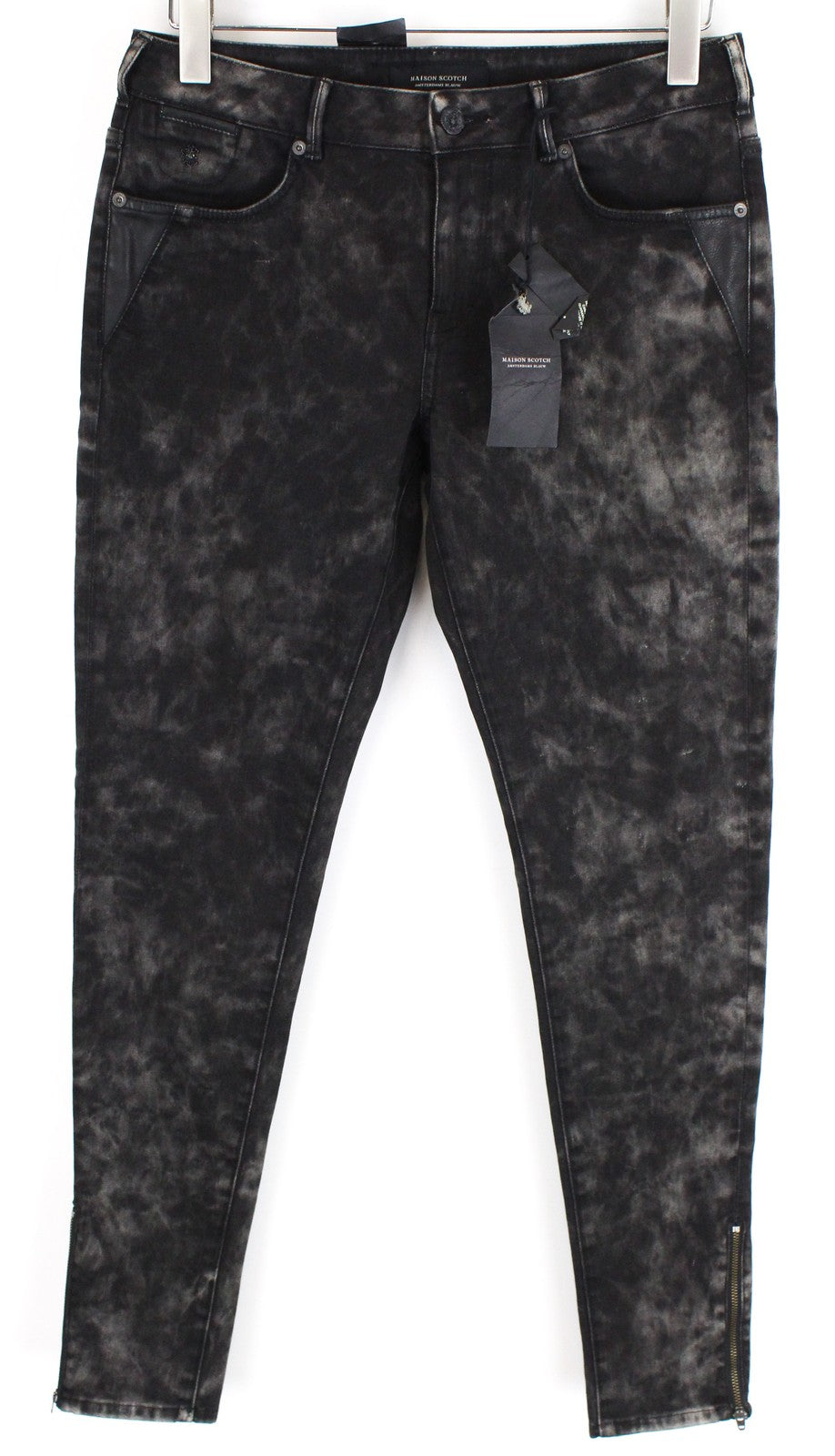 MAISON SCOTCH La Bohemienne moteriški džinsai W30 aptempti medvilniniai tamprūs pilki skalbti džinsai 