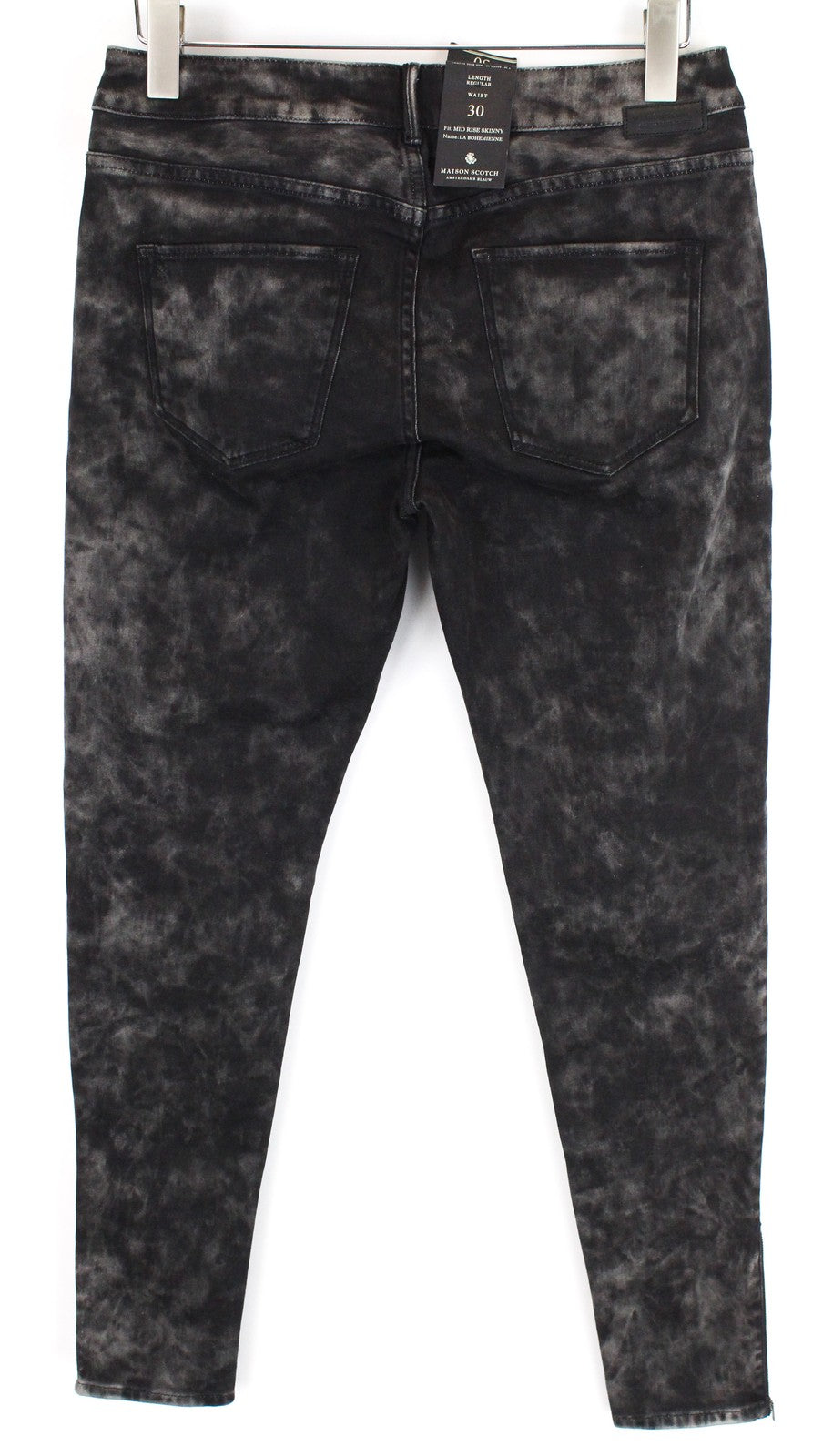 MAISON SCOTCH La Bohemienne moteriški džinsai W30 aptempti medvilniniai tamprūs pilki skalbti džinsai 