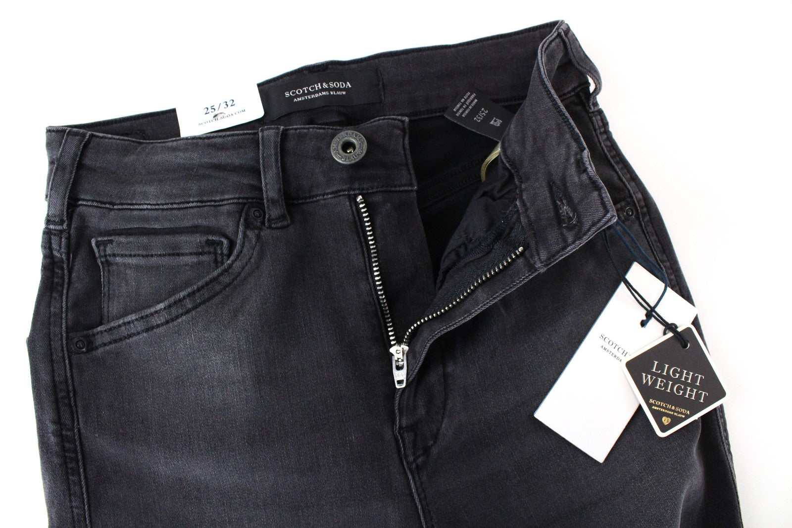 „SCOTCH &amp; SODA Haut“ moteriški džinsai W25/L32 aptempti pilki medvilniniai tamprūs skalbti džinsai 