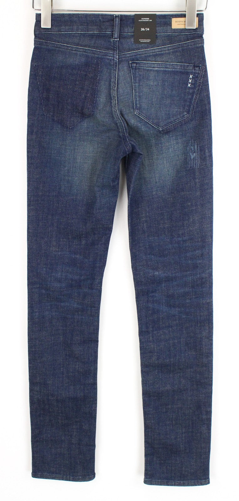 „SCOTCH &amp; SODA Supreme“ moteriški džinsai W26/L34 Slim tiesūs mėlyni medvilniniai tamprūs džinsai 