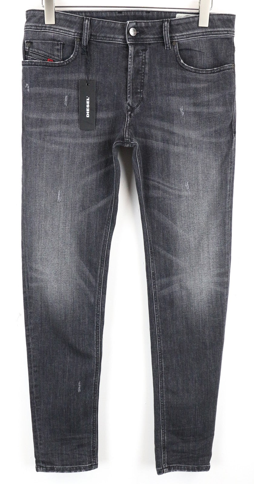 DIESEL Troxer R4NQ8 vyriški džinsai W31/L30 pilki, aptempti, medvilniniai. 
