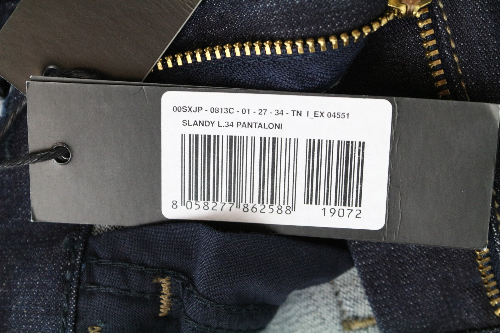 DIESEL Slandy 0813C moteriški džinsai W27/L34 tamsiai mėlyni, aptempti, tamprūs 