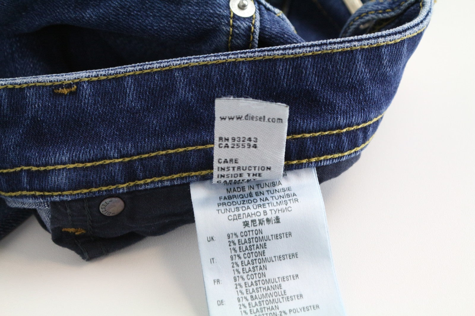 DIESEL Thommer 0870F vyriški džinsai W27/L32 mėlyni skalbti ploni aptempti tamprūs džinsai 