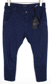 MAISON SCOTCH Mademoiselle Women's Trousers L Blue Patterned Tapered Fit
