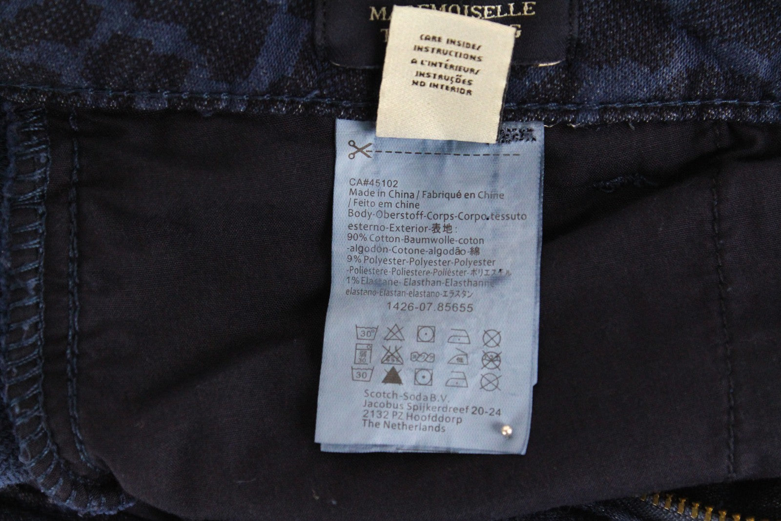 MAISON SCOTCH Mademoiselle Women's Trousers L Blue Patterned Tapered Fit