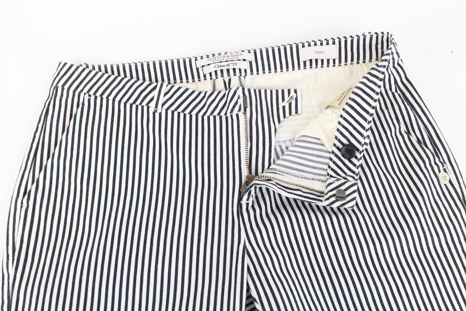 MAISON SCOTCH moteriškos kelnės ~W32/L31 baltos juodos dryžuotos aptemptos kelnės 