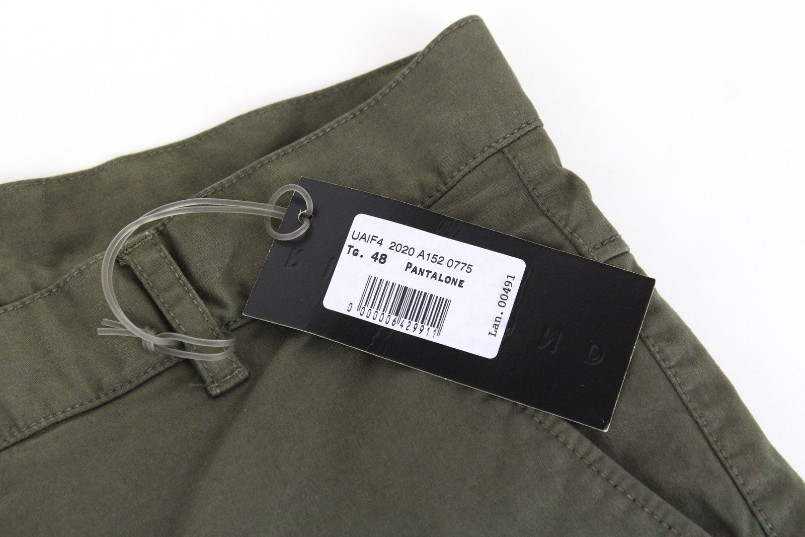 RICHMOND Men's Trousers 48 Green Straight Fit Cotton Stretch Casual Pants