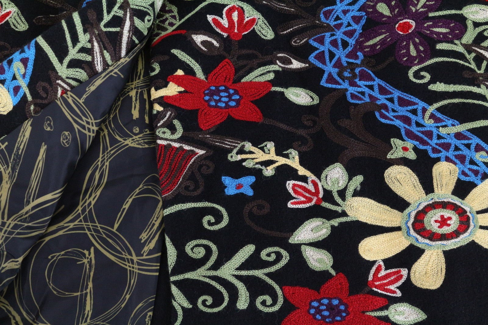 DESIGUAL Diana moteriškas paltas 40 juodas siuvinėta vienaeilis apykaklė 