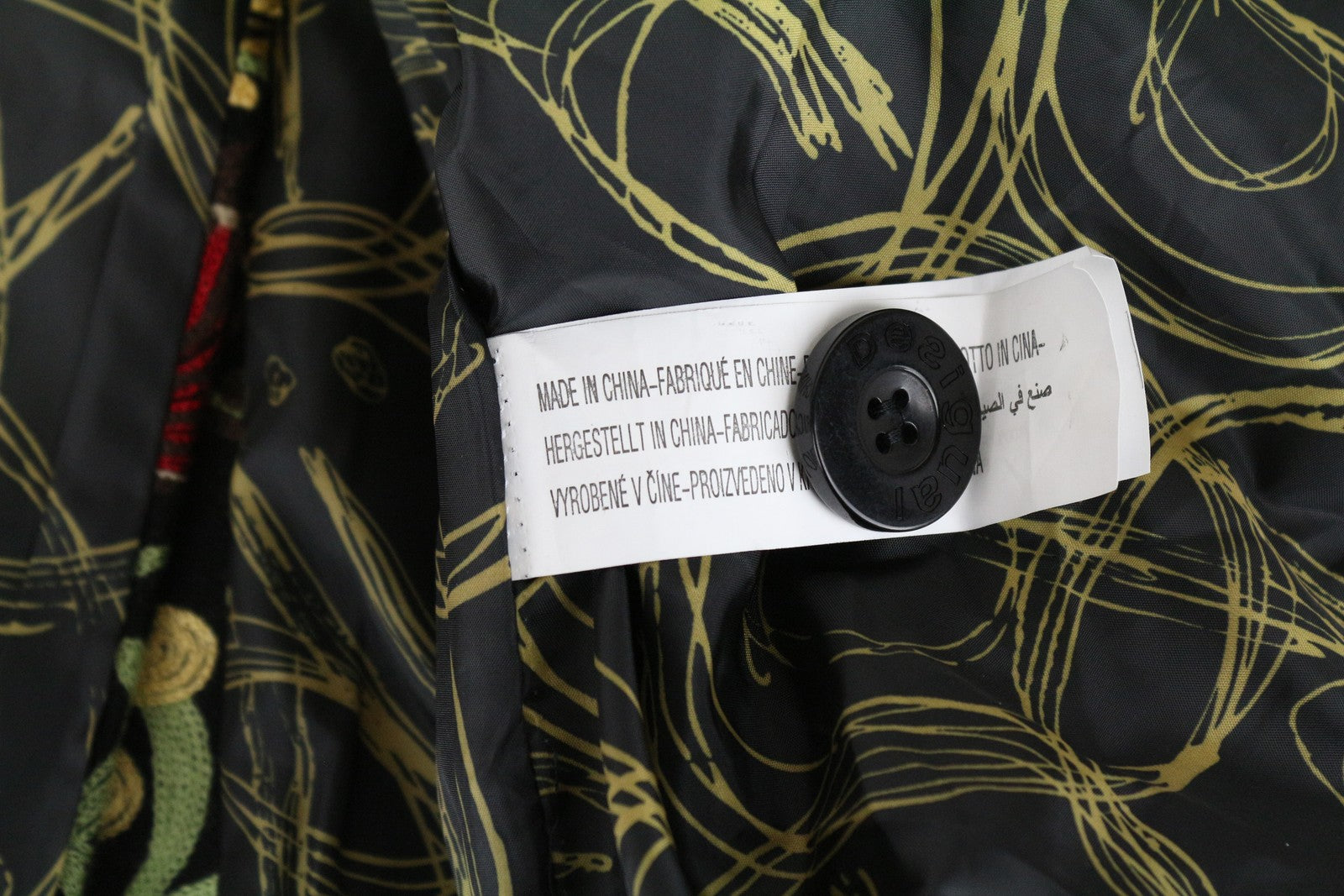 DESIGUAL Diana moteriškas paltas 40 juodas siuvinėta vienaeilis apykaklė 