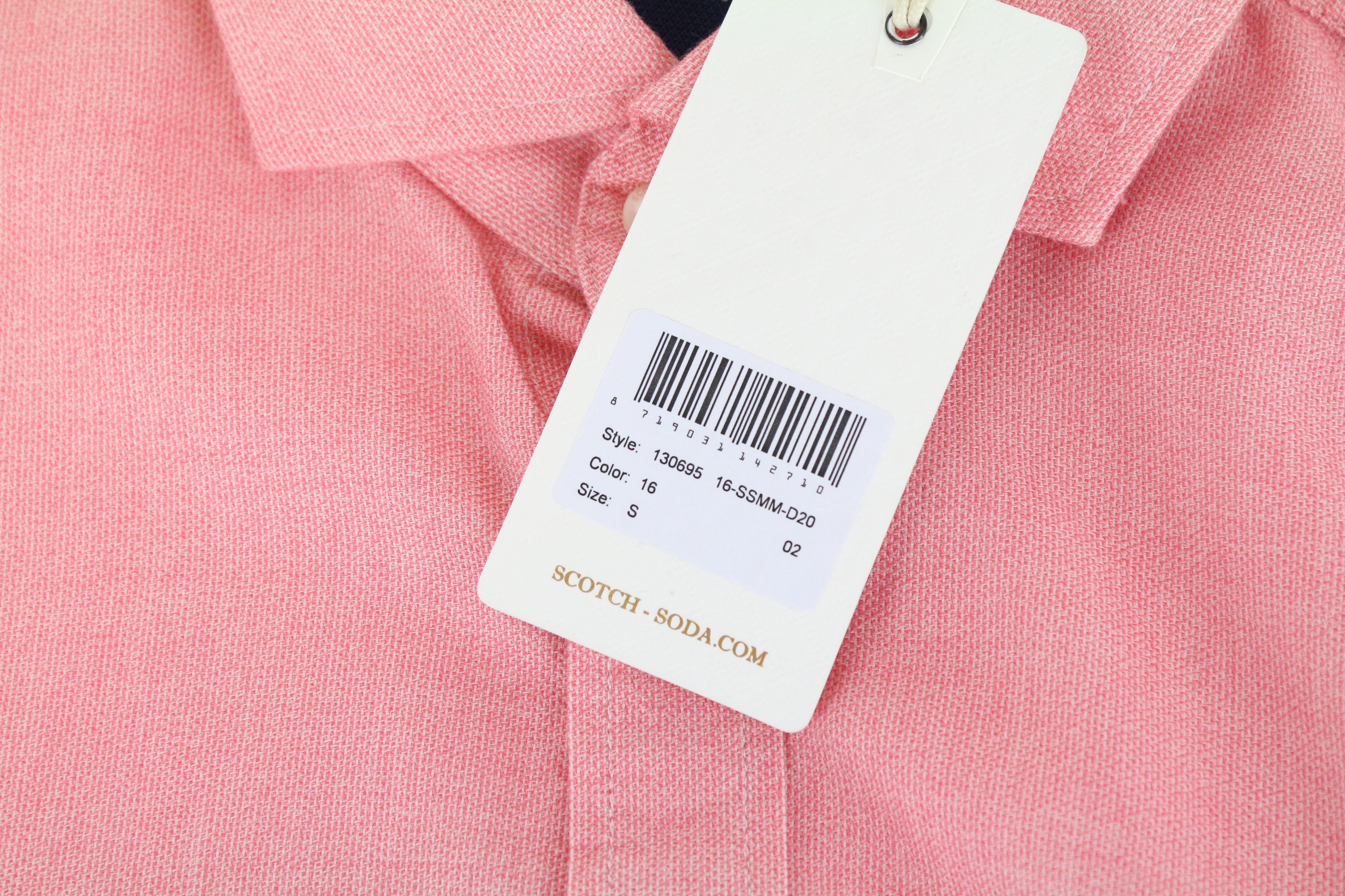 SCOTCH &amp; SODA Ams Couture vyriški marškinėliai S dydžio rožiniai medvilniniai marškinėliai su iškirpte apykakle 