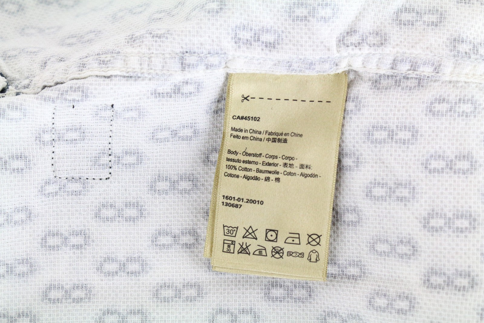 SCOTCH &amp; SODA Ams Couture vyriški marškinėliai L balti raštuoti medvilniniai rankoviai