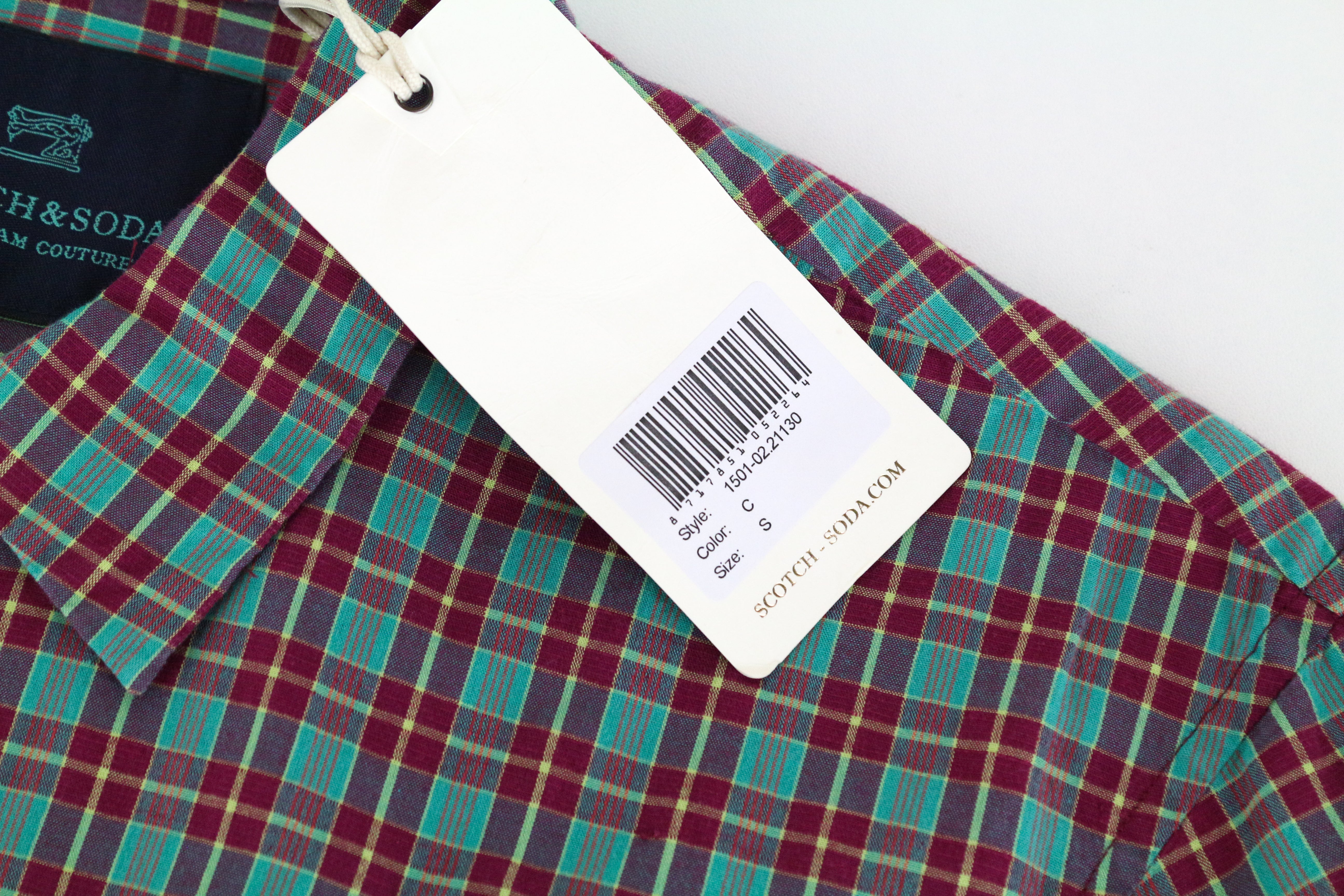 SCOTCH &amp; SODA Ams Couture vyriški marškiniai, mėlyni, medvilniniai, lininiai, trumpomis rankovėmis, S dydžio 