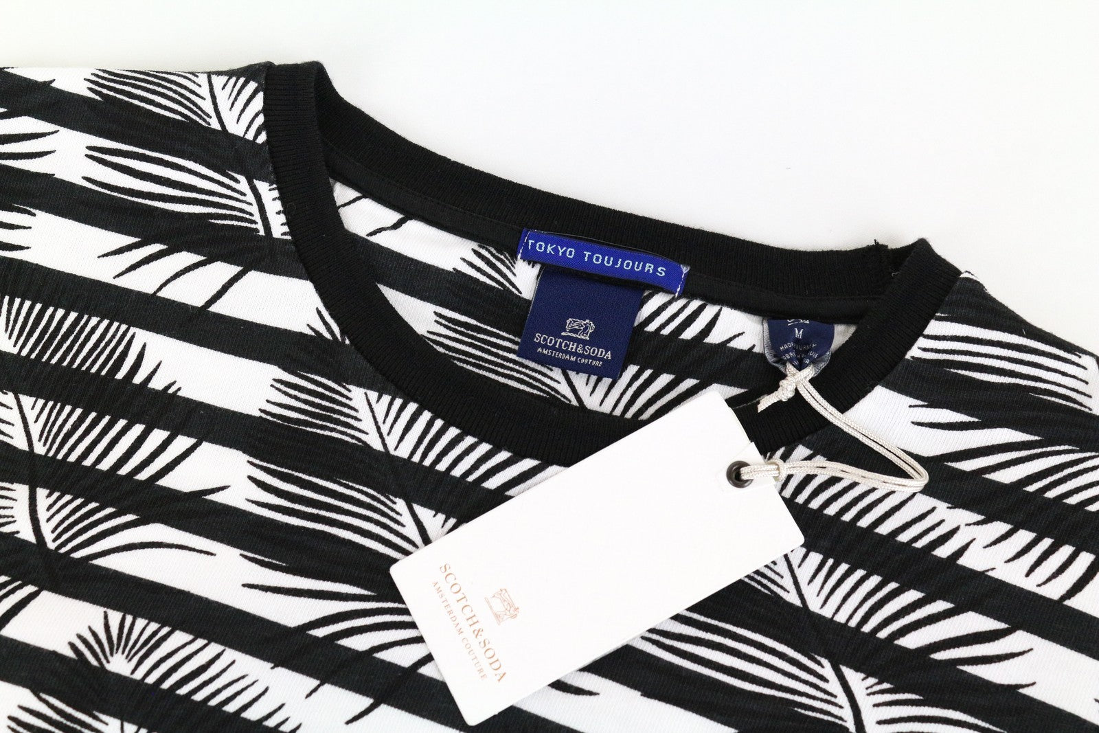 SCOTCH & SODA Ams Couture Men's T-Shirt M White Patterned Pullover Fit