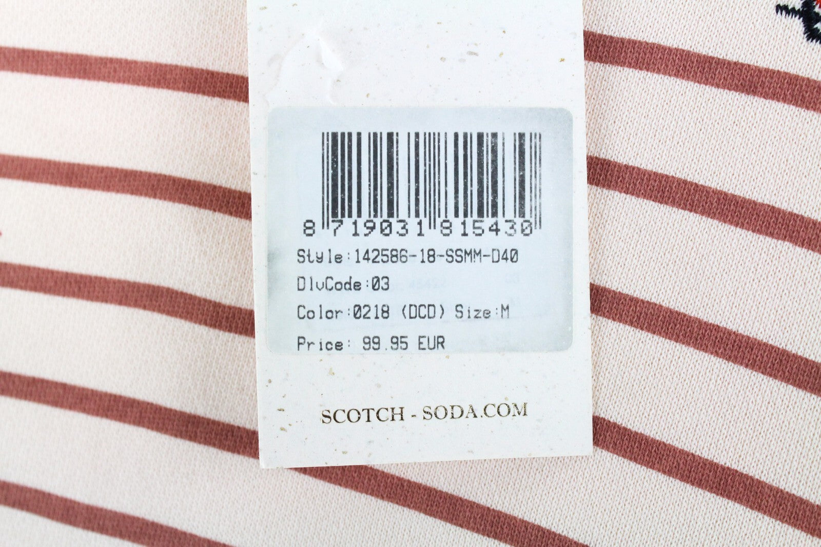 SCOTCH &amp; SODA vyriškas rožinis dryžuotas megztinis ilgomis rankovėmis, medvilninis, laisvalaikio stiliaus, M dydžio 