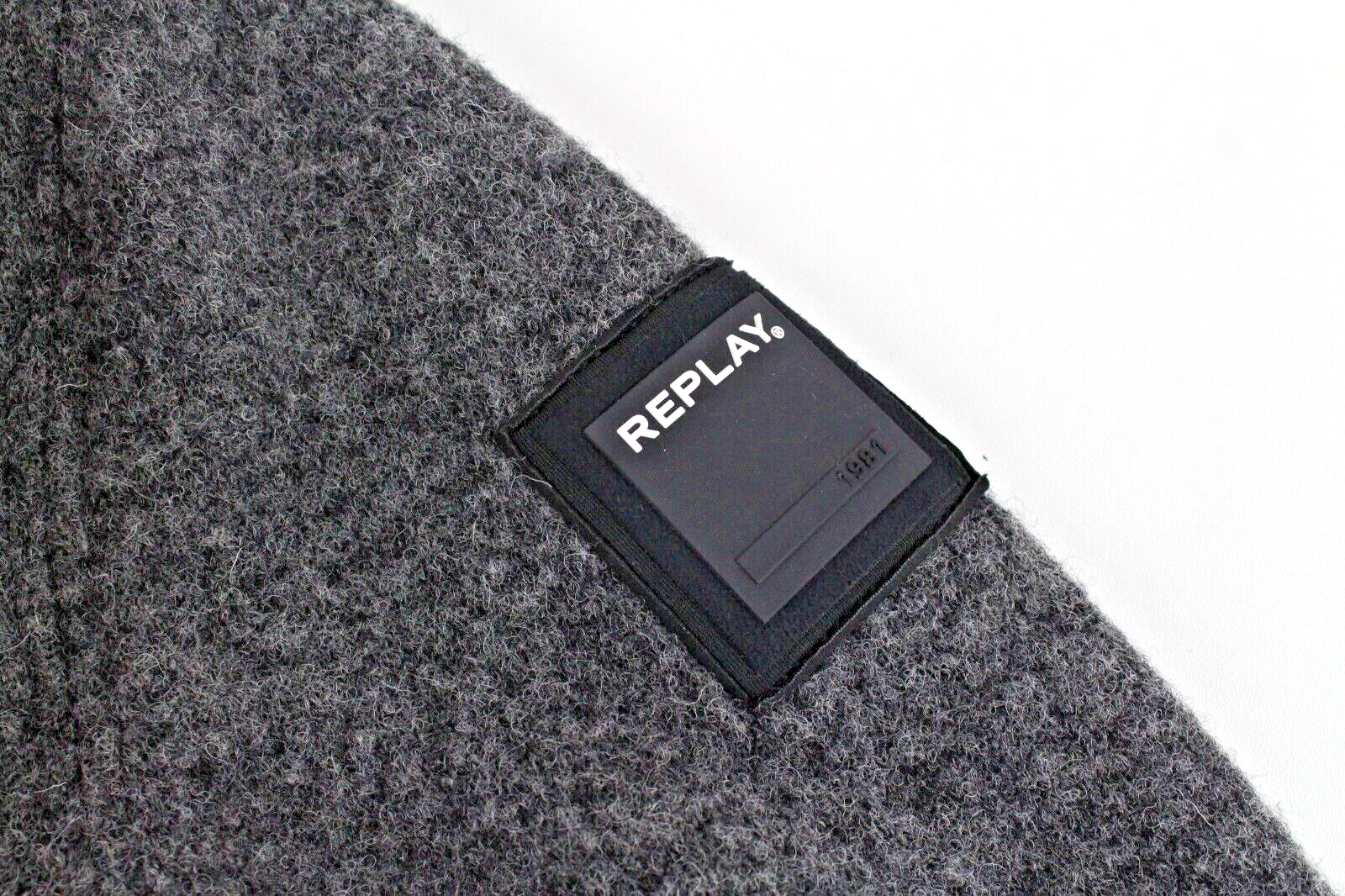 REPLAY vyriškas pilkas vilnos mišinio paltas M su gobtuvu ir pamušalu ilgomis rankovėmis 