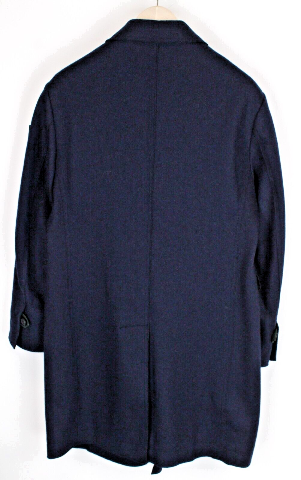 REPLAY Mens Navy Wool Blend Coat 48 Double-Breasted Collared Lined Long Sleeve