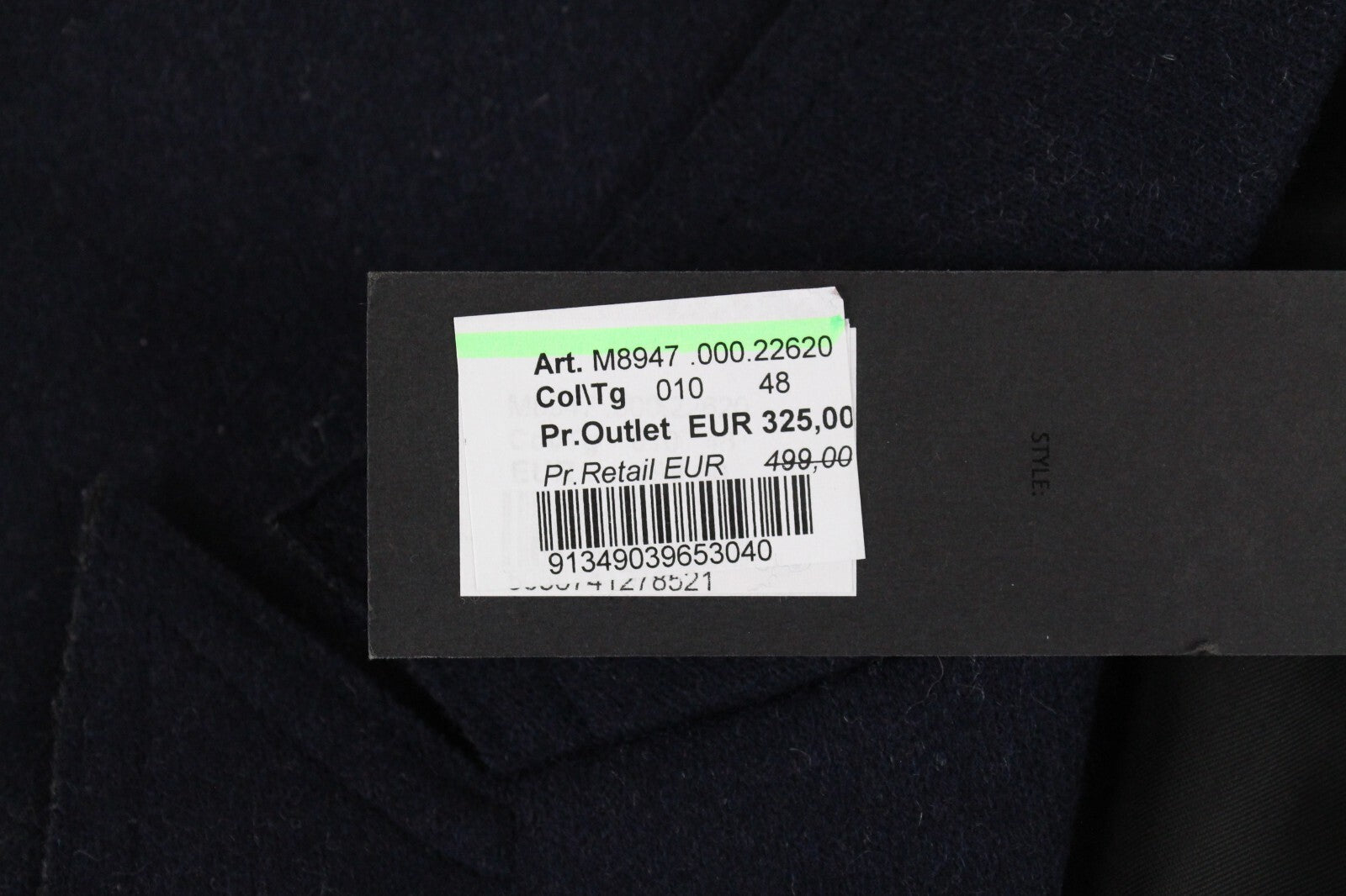 REPLAY Mens Navy Wool Blend Coat 48 Double-Breasted Collared Lined Long Sleeve