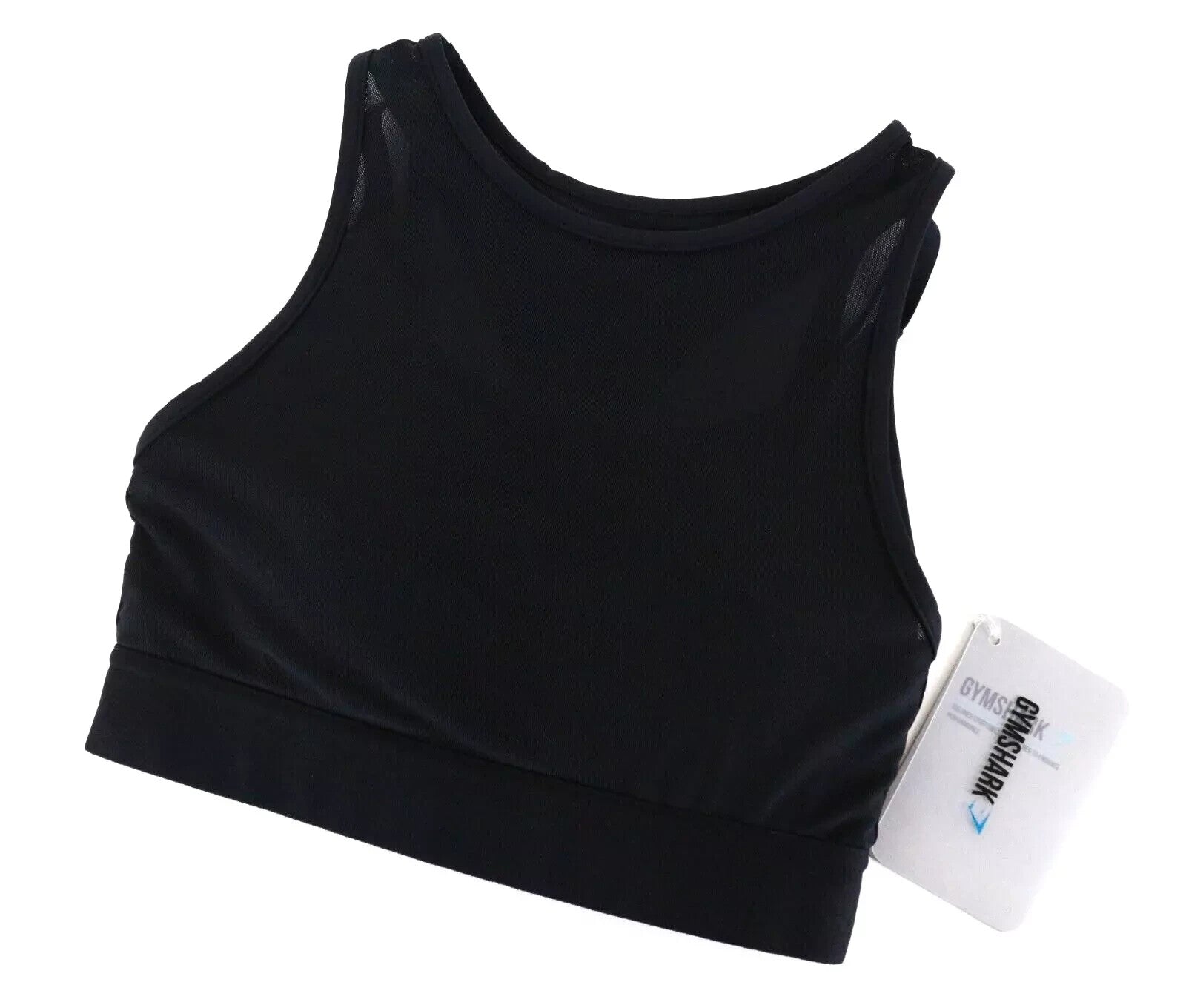 GYMSHARK Women's Sport Bra XS Black Mesh Layered Stretch Gym Activewear