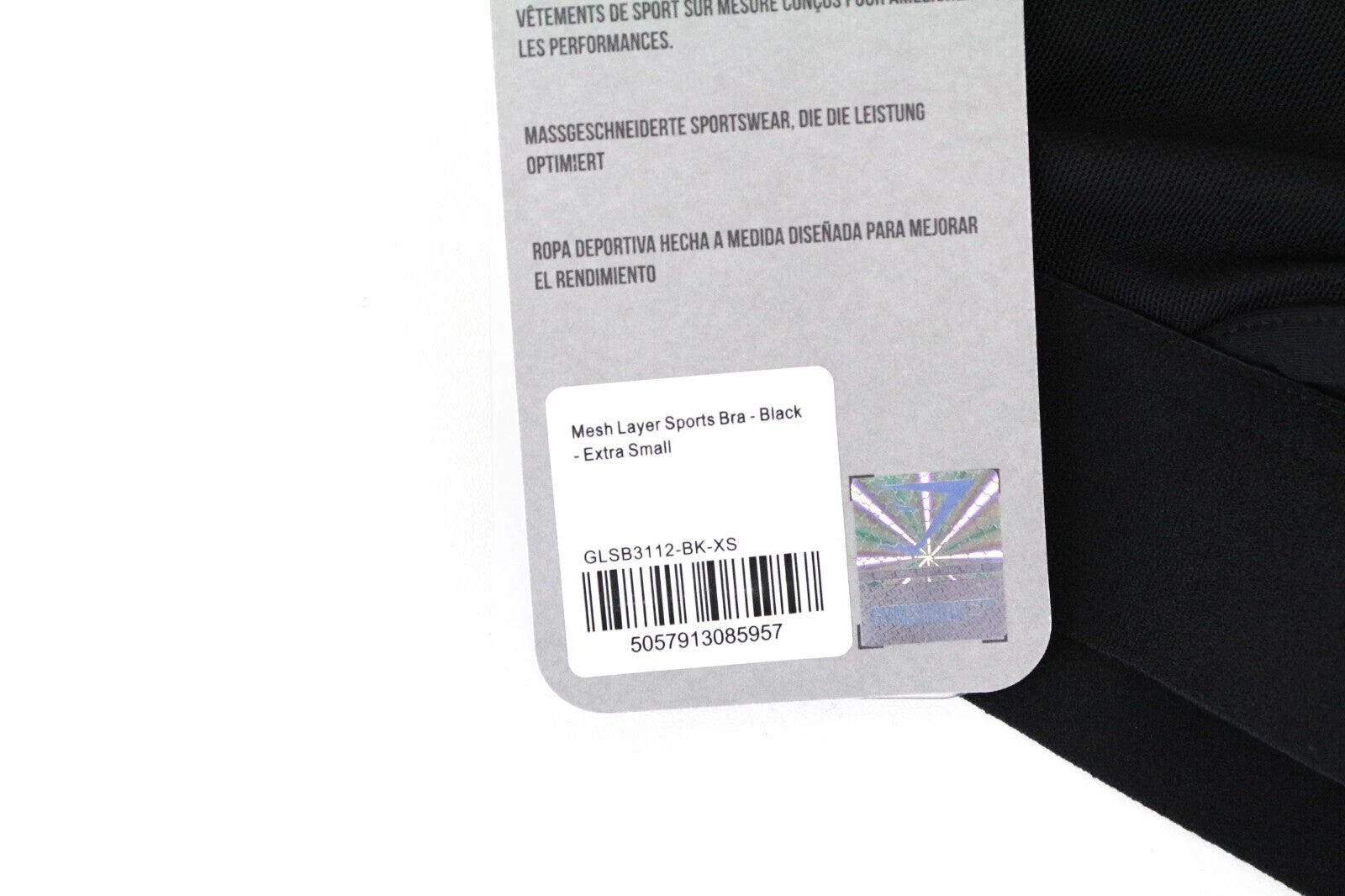 GYMSHARK Women's Sport Bra XS Black Mesh Layered Stretch Gym Activewear