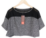 SWEATY BETTY Contemporary Women's T-Shirt L Grey Cropped Stretch Sleeves