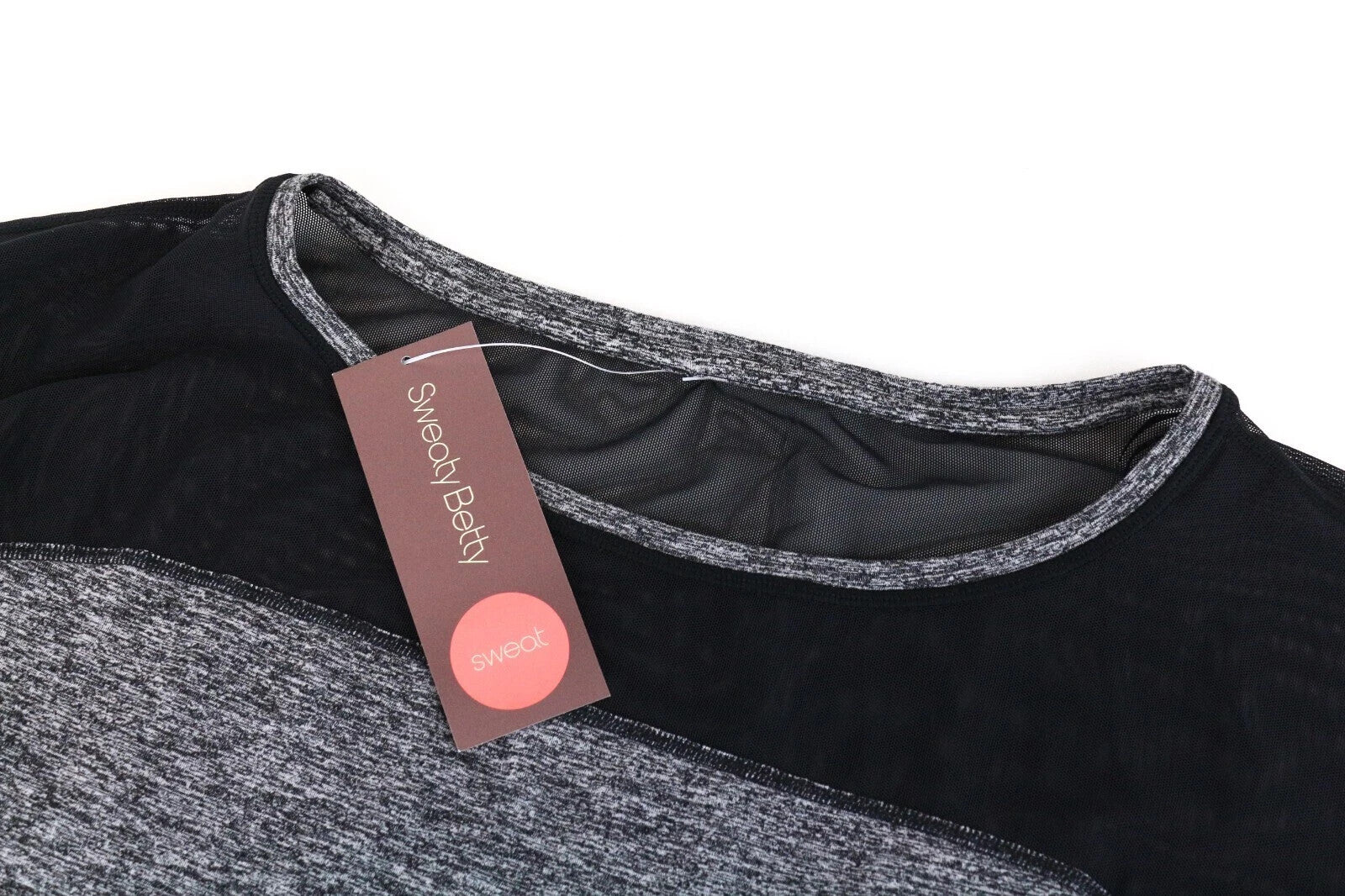 SWEATY BETTY Contemporary Women's T-Shirt L Grey Stretch Cropped Sleeve