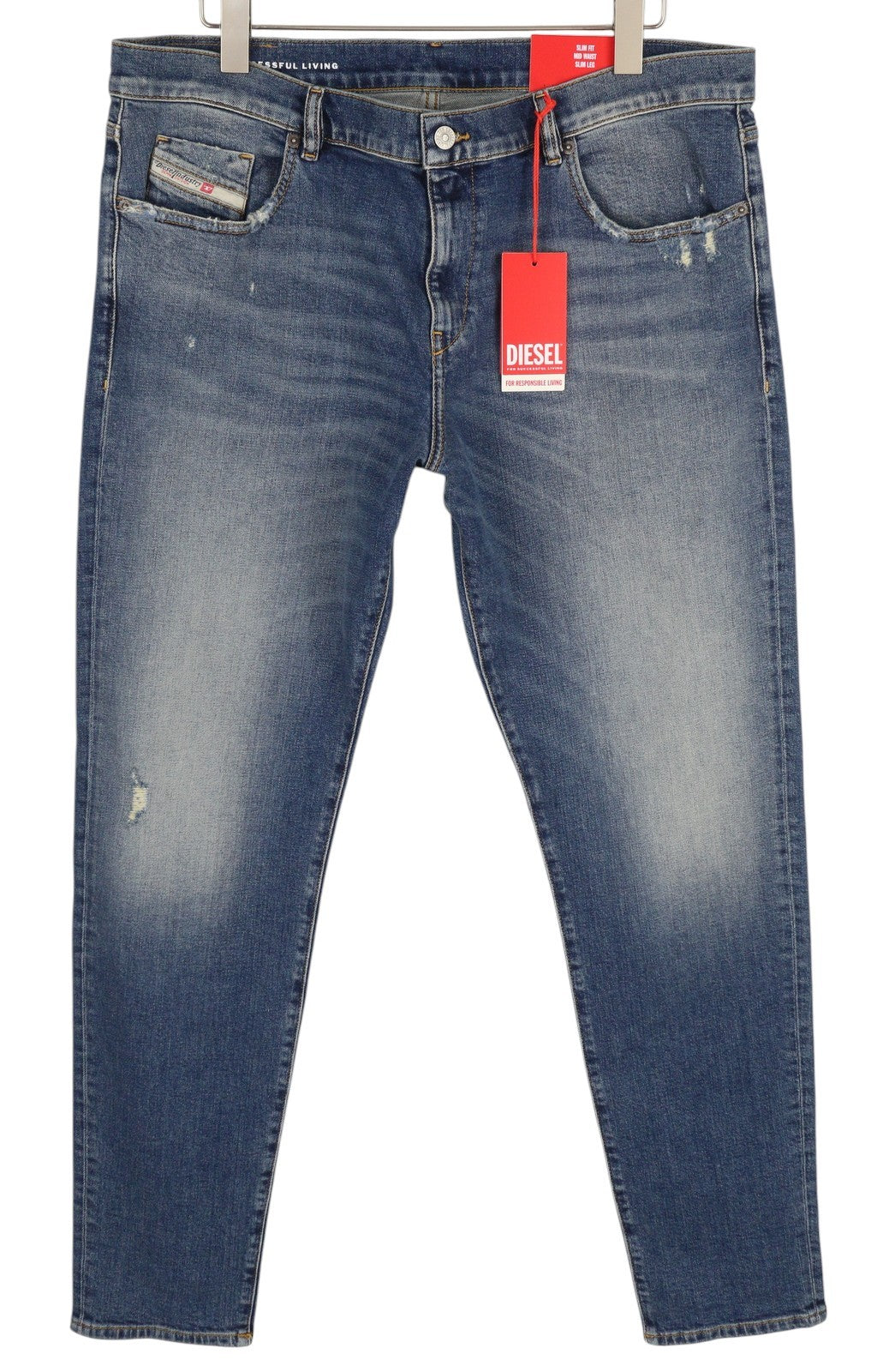 DIESEL 2019 D-Strukt 09H45 vyriški džinsai W40/L34 Slim su išblukimo efektu, rekomenduojama kaina – 250 € 
