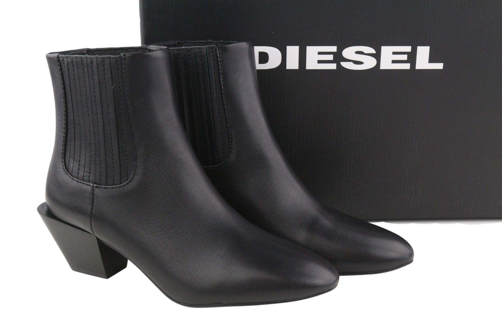 DIESEL D-Texanne CH moteriški aulinukai, juodos odos, EU38, migdolų spalvos, palaidinė iki kulkšnies, RRP290